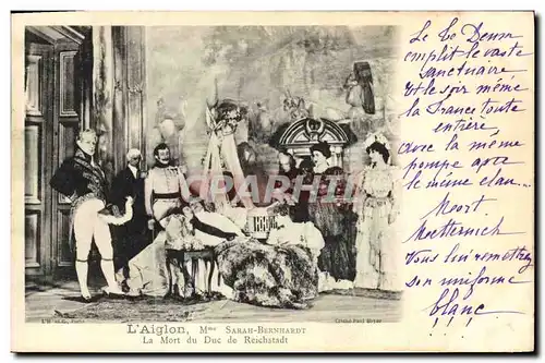 Cartes postales Fantaisie Theatre Femme L&#39aiglon Mme Sarah Bernhardt La mort du duc de Reichstadt