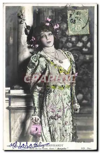 Cartes postales Fantaisie Theatre Femme Mme Sarah Bernhardt Role de la Tisbe Dans Angelo