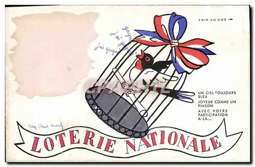 Cartes postales Loterie Nationale Oiseau