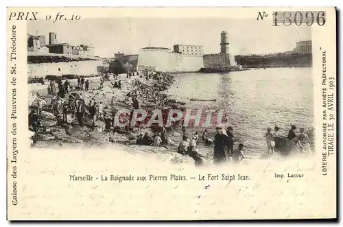 Ansichtskarte AK Loterie Marseille La baignade aux Pierres Plates Le Fort Saint Jean