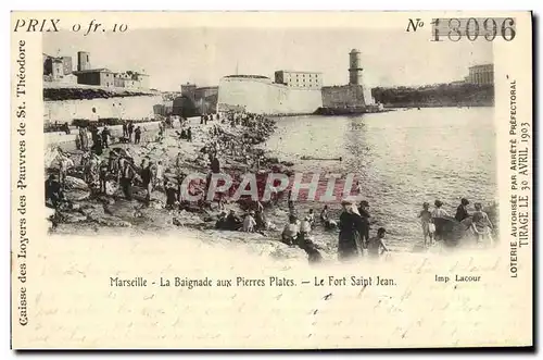Cartes postales Loterie Marseille La baignade aux Pierres Plates Le Fort Saint Jean