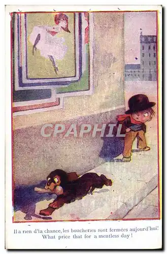 Cartes postales Fantaisie Illustrateur Enfant Chien