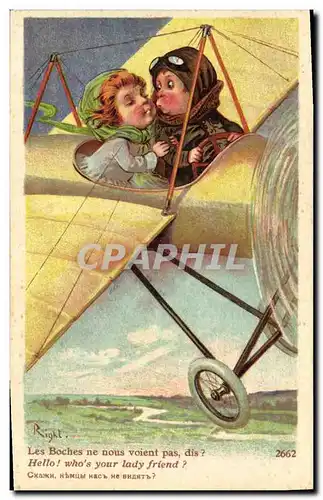 Cartes postales Fantaisie Illustrateur Enfants Avion Right