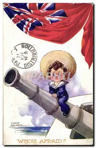 Cartes postales Fantaisie Illustrateur Enfants Fred Spurgin Canon Militaria