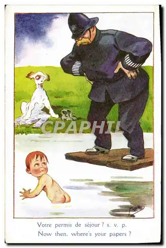 Ansichtskarte AK Fantaisie Illustrateur Enfant Police policier Chien