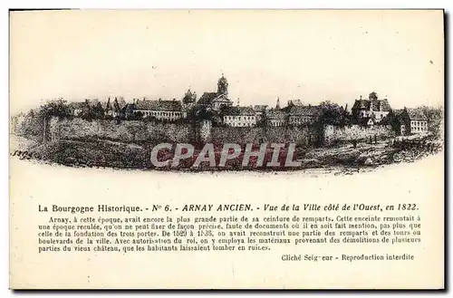 Cartes postales Arnay Ancien Vue de al ville Cote de l&#39Ouest en 1822