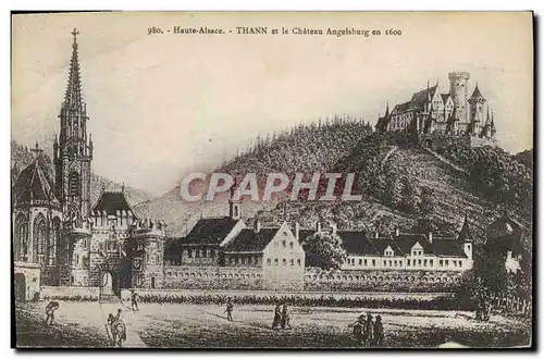 Ansichtskarte AK Haute Alsace Thann et la chateau Angelsburg en 1600