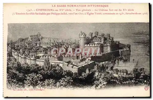 Cartes postales Cherbourg au 15eme Vue generale Le chateau fort