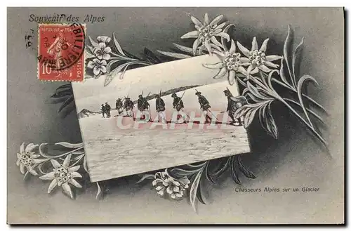 Cartes postales Militaria Chasseurs alpins sur un glacierAlpes
