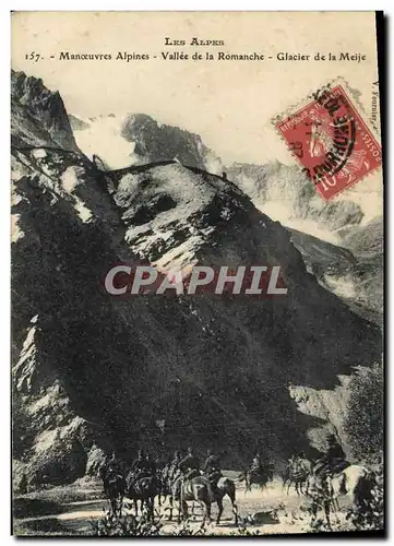 Cartes postales Militaria Chasseurs alpins Manoeuvres alpines Vallee de la Romanche Glacier de la Meije
