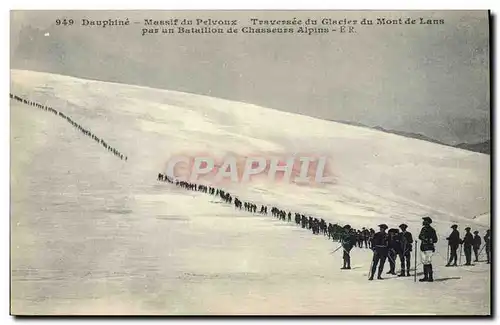 Ansichtskarte AK Militaria Chasseurs alpins Dauphine Massif du Pelvoux Traversee du glacier du Mont de Lans par u