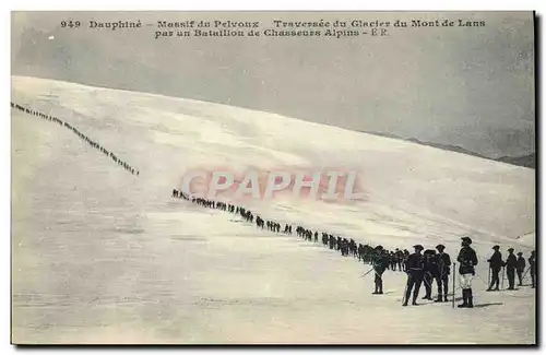 Cartes postales Militaria Chasseurs alpins Dauphine Massif du Pelvoux Traversee du glacier du Mont de Lans par u