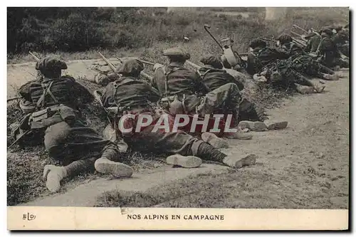 Cartes postales Militaria Chasseurs alpins Nos Alpins en campagne