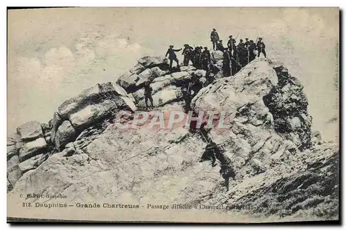 Cartes postales Militaria Chasseurs alpins Dauphine Grande Chartreuse Passage difficile a Chamechande