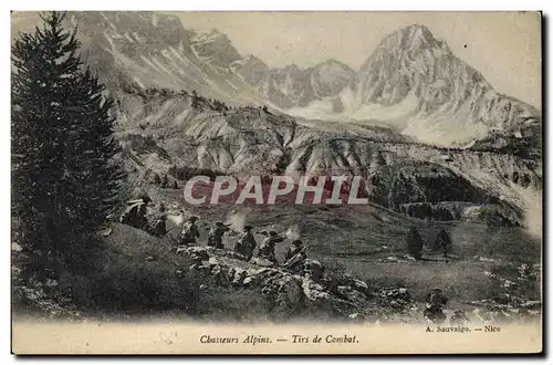 Ansichtskarte AK Militaria Chasseurs alpins Tirs de combat