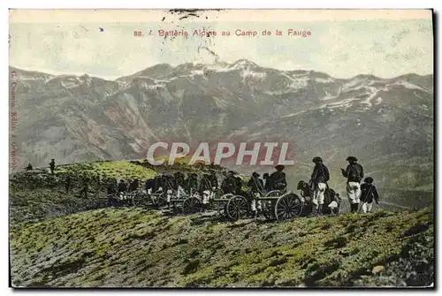 Cartes postales Militaria Chasseurs alpins Batterie alpine au Camp de la Fauge