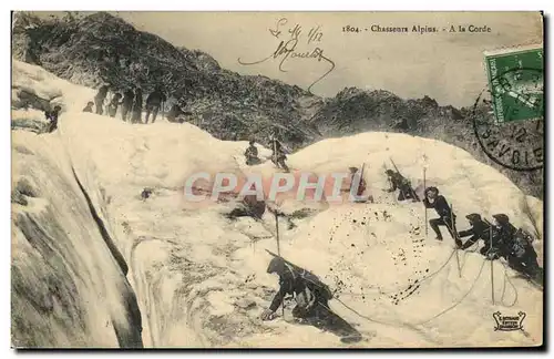 Cartes postales Militaria Chasseurs alpins A la corde Alpinisme