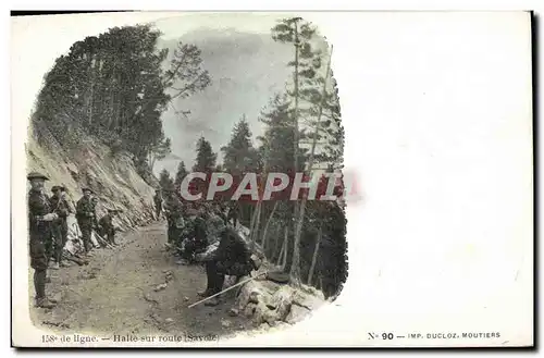 Ansichtskarte AK Militaria Chasseurs alpins 158eme de ligne Halte sur la route Savoie