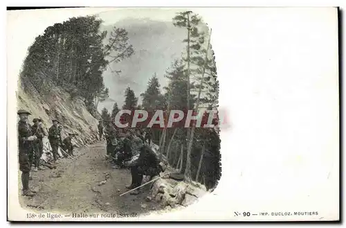 Cartes postales Militaria Chasseurs alpins 158eme de ligne Halte sur la route Savoie