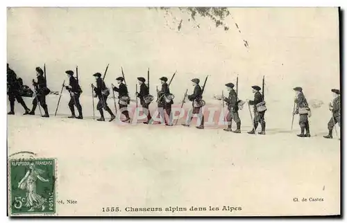 Cartes postales Militaria Chasseurs alpins dans les Alpes