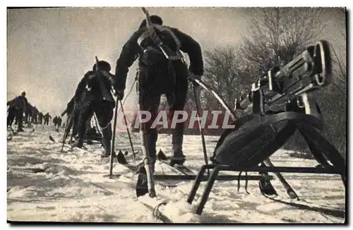 Cartes postales Militaria Chasseurs alpins Ski