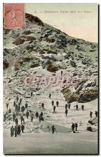 Cartes postales Militaria Chasseurs alpins dans les Alpes