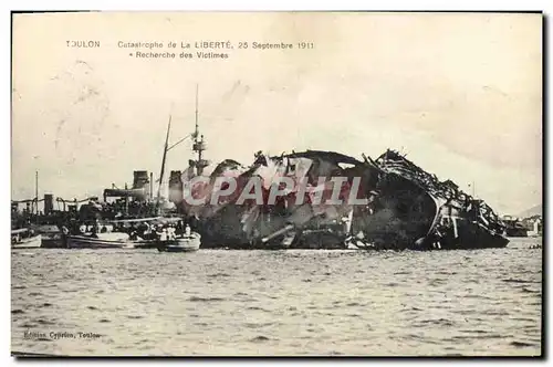 Cartes postales Bateau Catastrophe du liberte Recherche des victimes