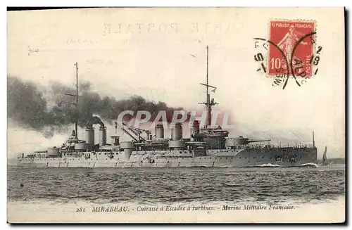 Cartes postales Bateau Mirabeau Cuirasse d&#39escadre a turbines