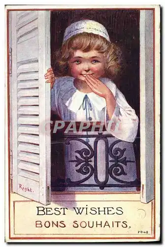 Cartes postales Fantaisie Illustrateur Enfant Best wishes