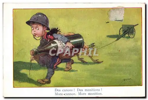 Cartes postales Fantaisie Illustrateur Enfant Militaria