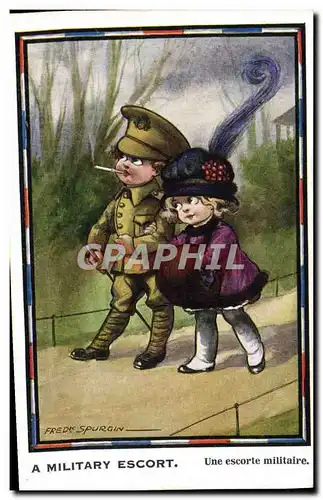 Ansichtskarte AK Fantaisie Illustrateur Enfant A military escort Militaria