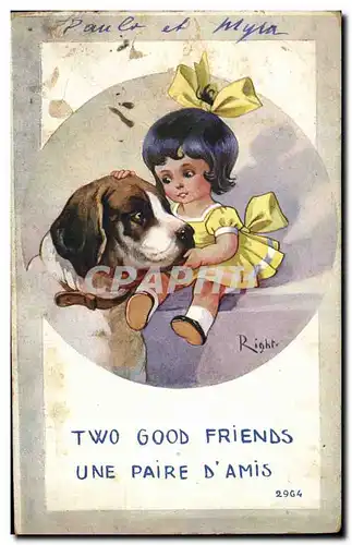 Cartes postales Fantaisie Illustrateur Enfant Chien