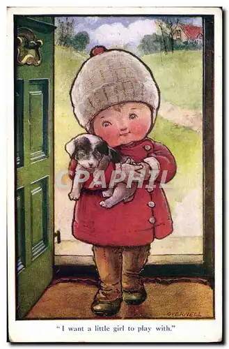 Cartes postales Fantaisie Illustrateur Enfant I want a little girl to play with