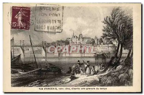 Cartes postales Vue d&#39Ancenis vers 1840