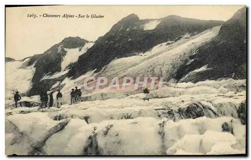Cartes postales Militaria Chasseurs alpins Sur le glacier