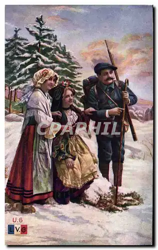 Cartes postales Militaria Chasseurs alpins Alsace Lorraine
