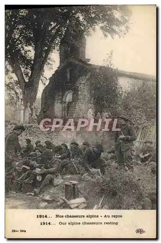 Cartes postales Militaria Chasseurs alpins Au repos