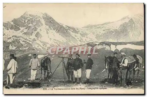 Cartes postales Militaria Chasseurs alpins La correspondance dans les Alpes Telegraphie optique