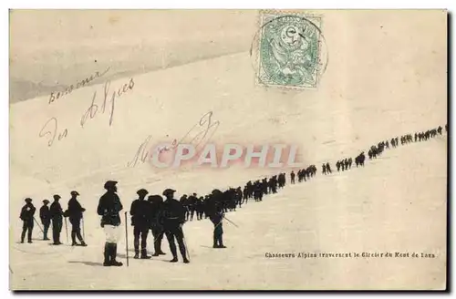 Ansichtskarte AK Militaria Chasseurs alpins traversant le glacier du Mont de Lans