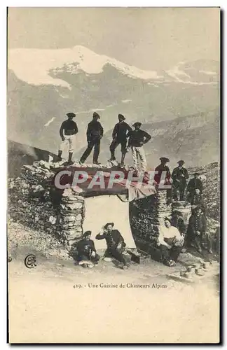 Cartes postales Militaria Chasseurs alpins Une cuisine