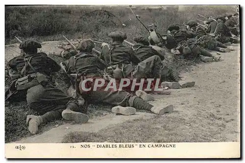 Cartes postales Militaria Chasseurs alpins Nos diables en campagne
