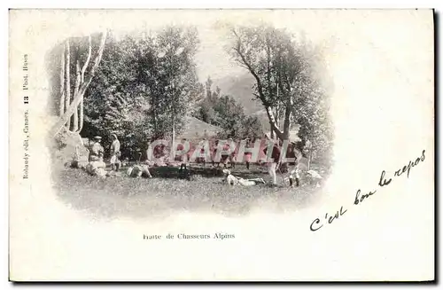 Cartes postales Militaria Halte des Chasseurs alpins