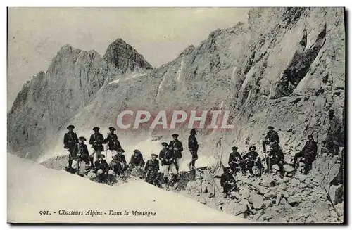 Cartes postales Militaria Chasseurs alpins Dans la montagne