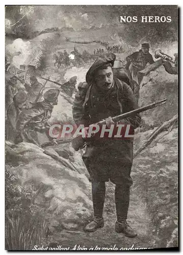 Cartes postales Militaria Chasseurs alpins Nos heros