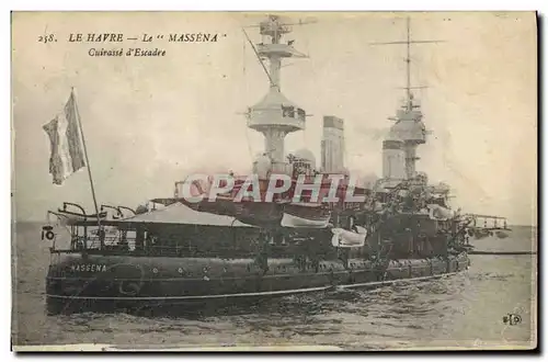 Ansichtskarte AK Bateau Le Havre Le Massena Cuirasse d&#39escadre