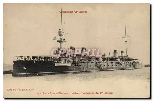 Cartes postales Bateau La Marseillaise Croiseur cuirasse de 1ere classe