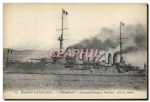 Cartes postales Bateau Mirabeau Cuirasse d&#39escadre a turbines