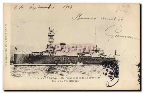 Cartes postales Bateau Magenta Cuirasse d&#39escadre a tourelles Ecole de torpilleurs