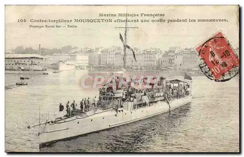 Cartes postales Bateau Contre torpilleur Mousqueton effectuant une sortie pendant les manoeuvres