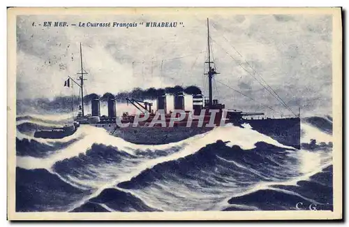 Cartes postales Bateau Le cuirasse Francais Mirabeau
